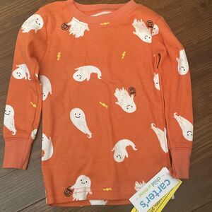 Carters Halloween Ghost Orange Long-Sleeve Toddler Shirt Size 18 Months NWT